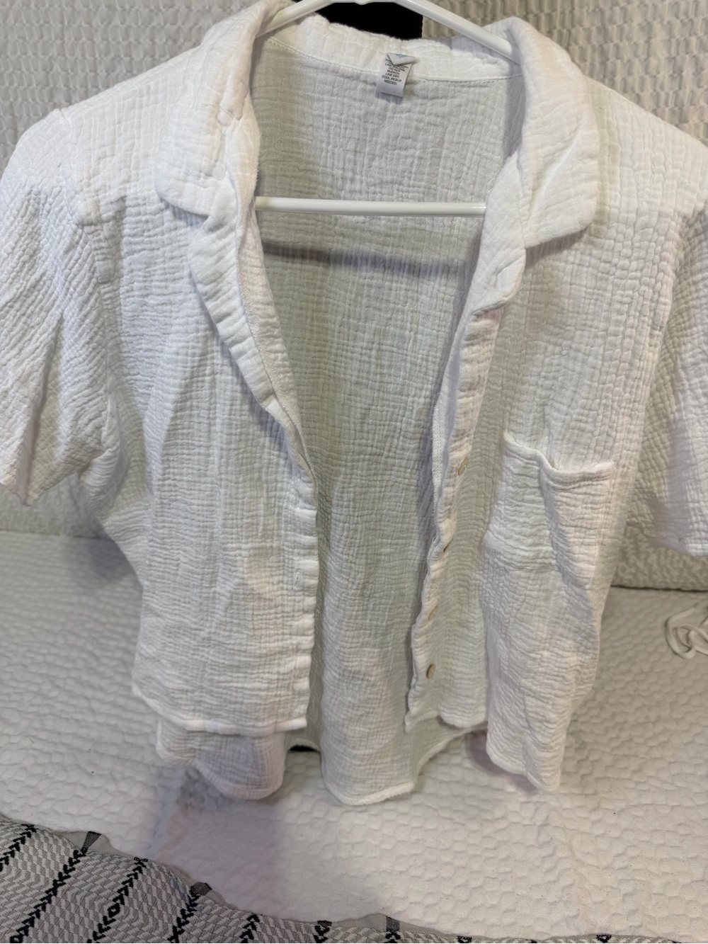 Bliss White Gauze Open-Front Blazer